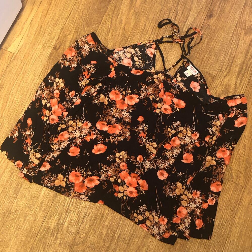 Mossimo Supply Co. Floral Halter Cold Shoulder Bell Sleeve Blouse Size Medium